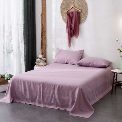 Breathable linen bed luxury bedding set linen sheet set 4 pieces