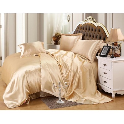 Champagne Oeko-Tex qualified luxury silk bedding set