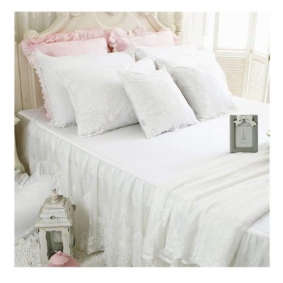 Lace princess bedding set best quality cotton luxury wedding bed comforter set