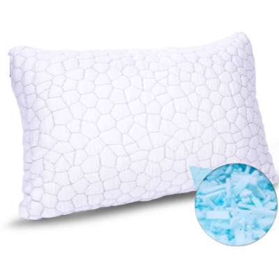 Shredded Memory Foam Pillows Cooling Bamboo Pillow with Adjustable Loft Hypoallergenic Bed Pillows for Side and Back Sleepers