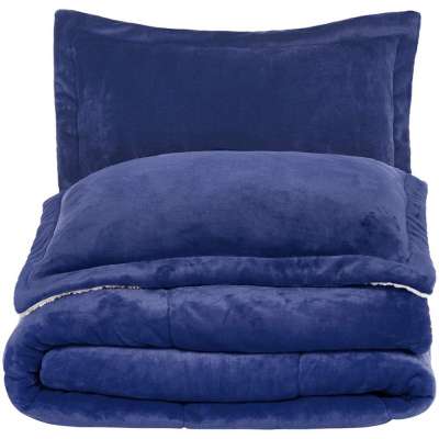 3-Piece Micromink Sherpa Reversible Down Alternative Comforter Set