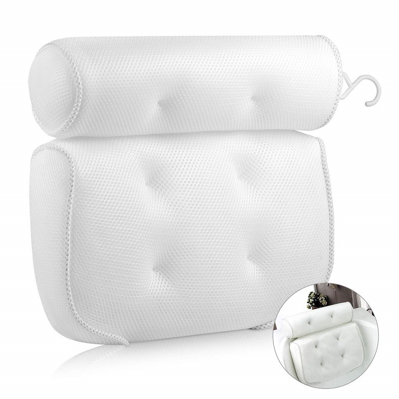 Luxurious Bath Pillow Non-Slip and Extra Thick with Head, Neck, Shoulder and Back Support Fits Any tub